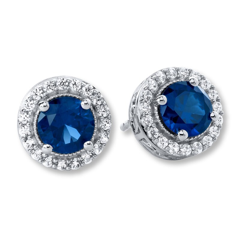 Blue Diamond Earrings Royal Blue Earrings Vintage Earrings Bridal Earrings Solid Silver Earrings Sapphire Earrings Created Sapphire