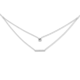 Lab-Created White Sapphire Layered Necklace Sterling Silver