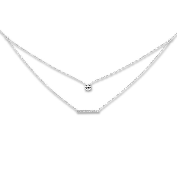 Lab-Created White Sapphire Layered Necklace Sterling Silver
