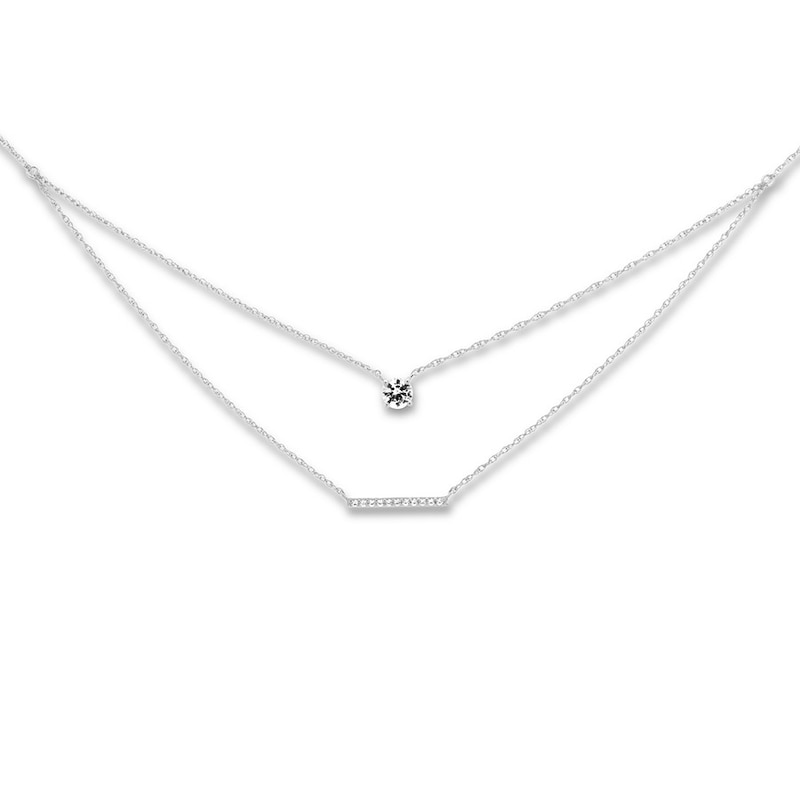Main Image 1 of Lab-Created White Sapphire Layered Necklace Sterling Silver