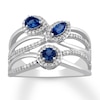 Thumbnail Image 0 of Lab-Created Sapphire Ring 1/4 ct tw Diamonds Sterling Silver