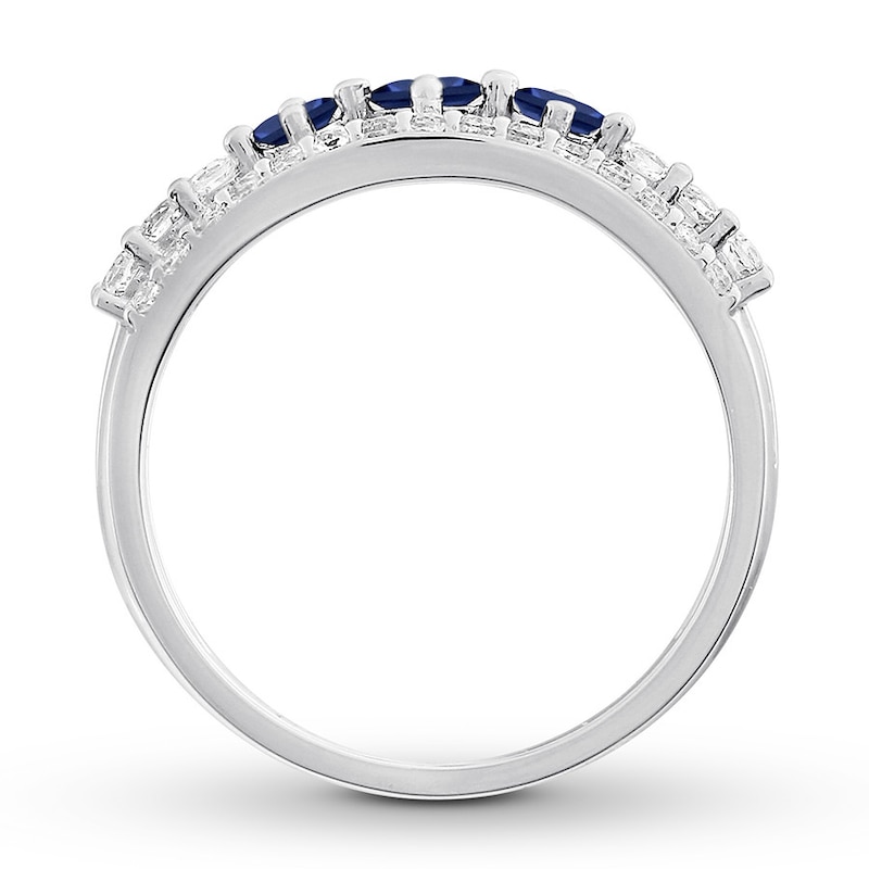 Main Image 3 of Blue & White Lab-Created Sapphire Ring 10K White Gold