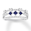 Thumbnail Image 4 of Blue & White Lab-Created Sapphire Ring 10K White Gold