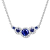Natural Sapphire Necklace 1/8 ct tw Diamonds 10K White Gold