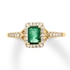 Thumbnail Image 0 of Natural Emerald Ring 1/8 ct tw Diamonds 10K Yellow Gold