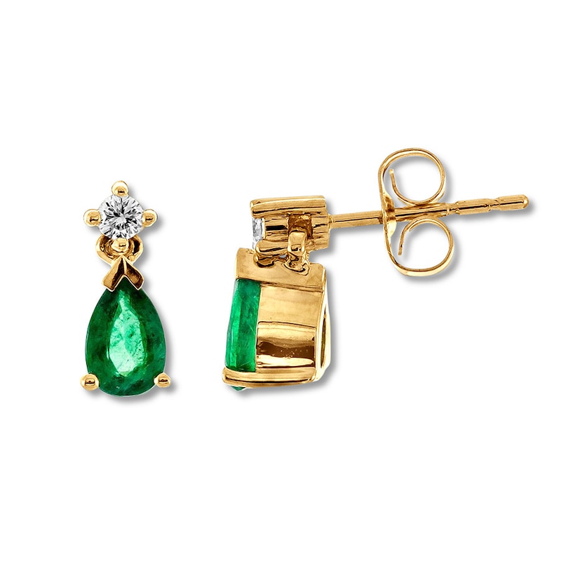 Emerald Stud Earrings In 14k White Gold