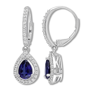 Blue & White Lab-Created Sapphire Earrings Sterling Silver | Kay