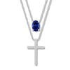 Thumbnail Image 1 of Lab-Created Sapphire Layered Cross Necklace Sterling Silver