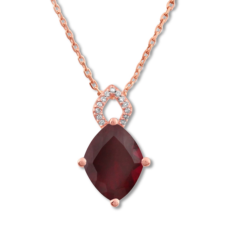 Main Image 1 of Lab-Created Ruby Necklace with Diamonds 10K Rose Gold