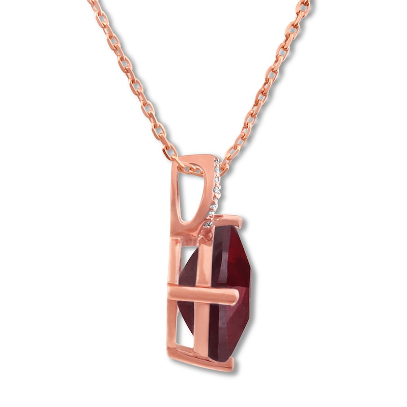 Main Image 2 of Lab-Created Ruby Necklace with Diamonds 10K Rose Gold