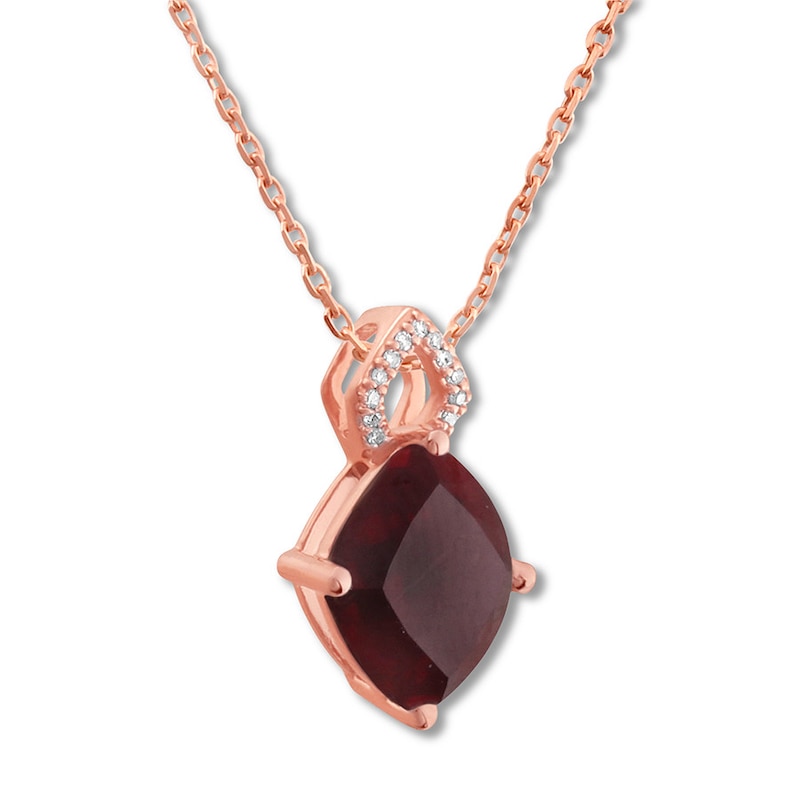 Lab-Created Ruby Necklace with Diamonds 10K Rose Gold