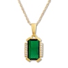Lab-Created Emerald Necklace with Diamonds 10K Yellow Gold