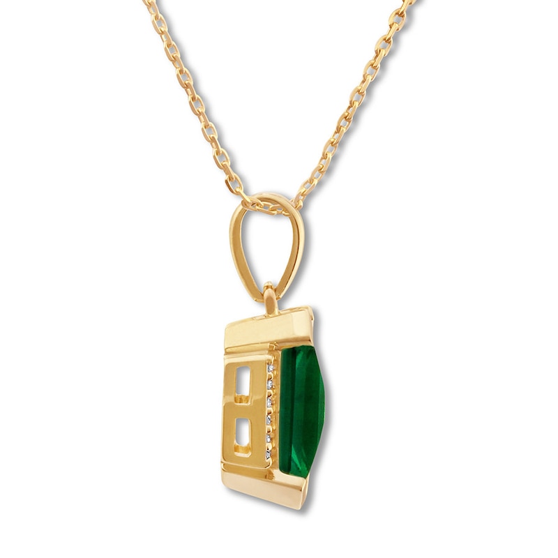 Lab-Created Emerald Necklace with Diamonds 10K Yellow Gold