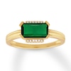 Thumbnail Image 0 of Lab-Created Emerald Ring with Diamonds 10K Yellow Gold