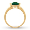 Thumbnail Image 2 of Lab-Created Emerald Ring with Diamonds 10K Yellow Gold