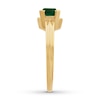 Thumbnail Image 3 of Lab-Created Emerald Ring with Diamonds 10K Yellow Gold