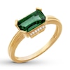 Thumbnail Image 4 of Lab-Created Emerald Ring with Diamonds 10K Yellow Gold