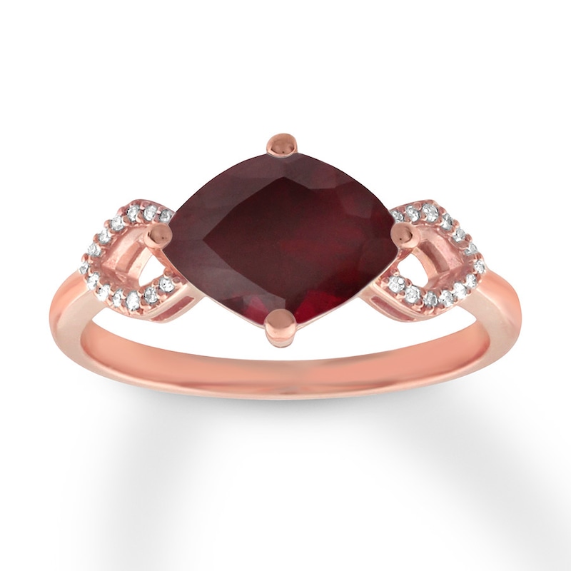 Lab-Created Ruby Ring 1/20 ct tw Diamonds 10K Rose Gold