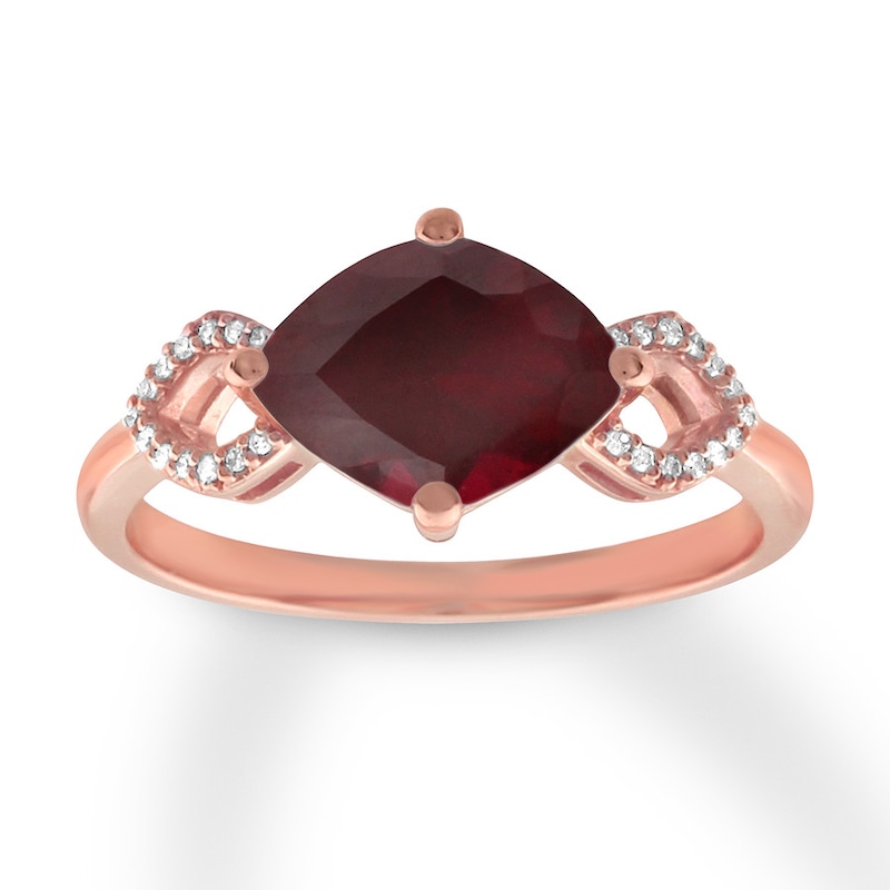 Main Image 1 of Lab-Created Ruby Ring 1/20 ct tw Diamonds 10K Rose Gold