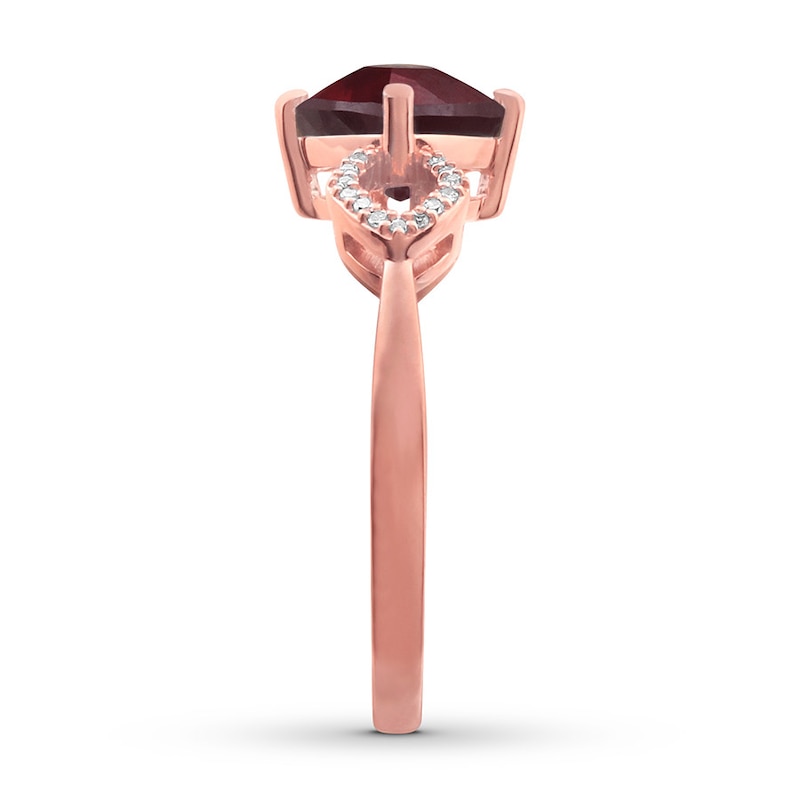 Main Image 3 of Lab-Created Ruby Ring 1/20 ct tw Diamonds 10K Rose Gold