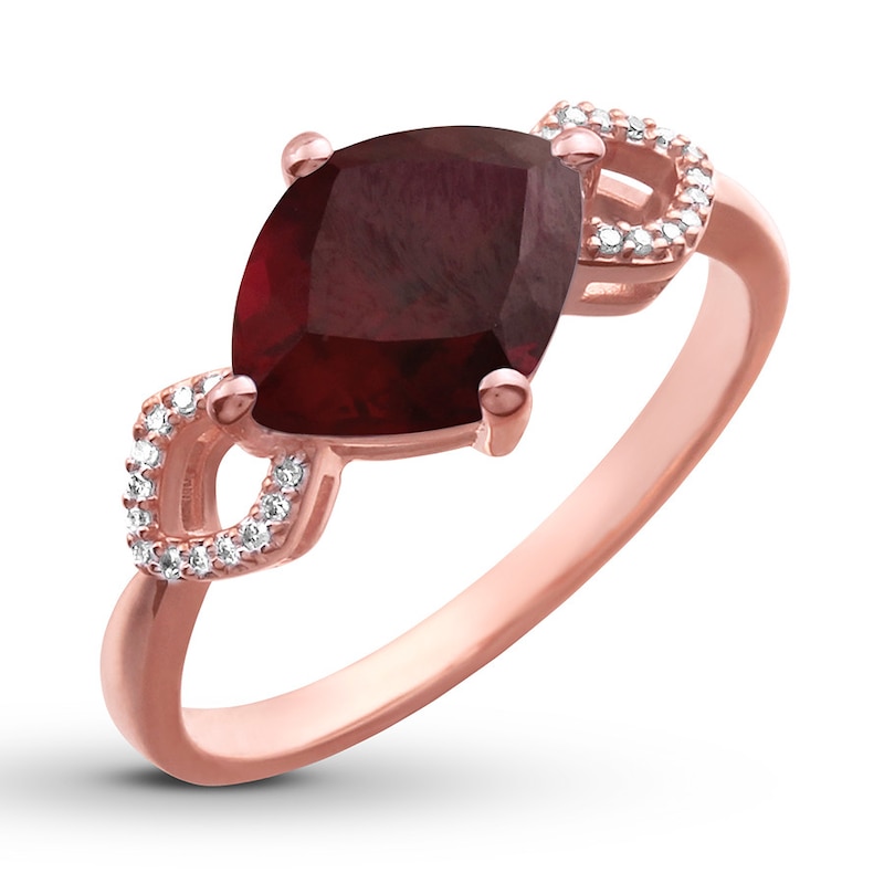 Main Image 4 of Lab-Created Ruby Ring 1/20 ct tw Diamonds 10K Rose Gold