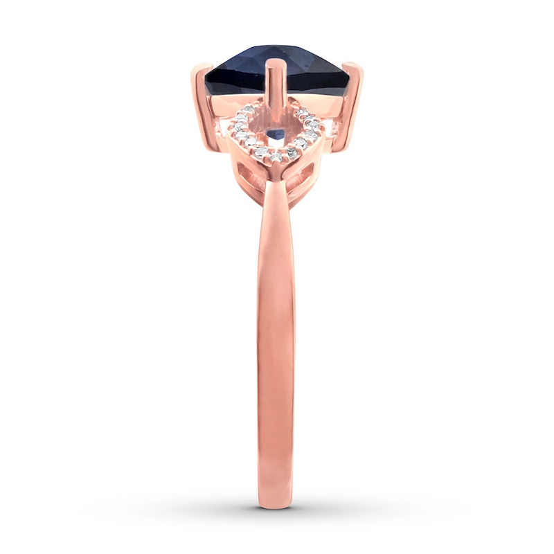 Lab-Created Sapphire Ring 1/20 ct tw Diamonds 10K Rose Gold
