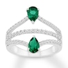 Thumbnail Image 0 of Lab-Created Emerald Ring Lab-Created Sapphires Sterling Silver