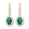 Thumbnail Image 1 of Lab-Created Emerald Drop Earrings 10K Yellow Gold