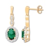 Thumbnail Image 1 of Lab-Created Emerald Drop Earrings 10K Yellow Gold