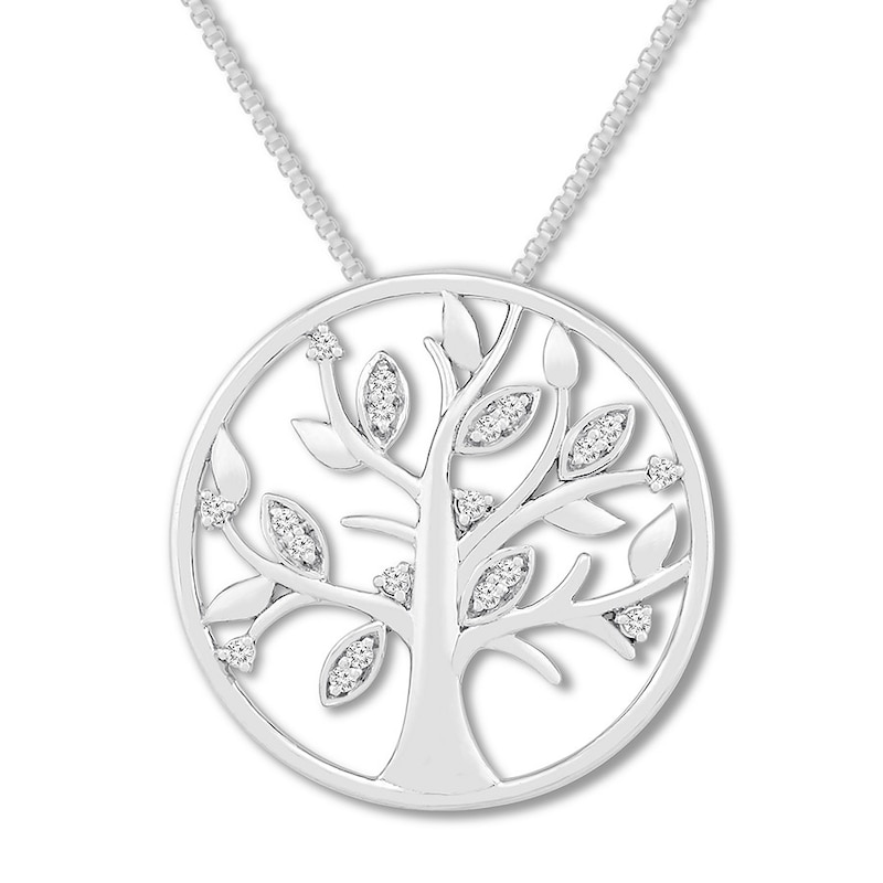 Main Image 1 of Lab-Created White Sapphire Tree Necklace Sterling Silver