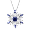 Lab-Created Sapphire/Diamond Snowflake Necklace Sterling Silver