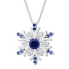 Thumbnail Image 1 of Lab-Created Sapphire/Diamond Snowflake Necklace Sterling Silver