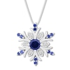 Thumbnail Image 0 of Lab-Created Sapphire/Diamond Snowflake Necklace Sterling Silver