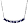 Thumbnail Image 0 of Lab-Created Sapphire Curved Bar Necklace Sterling Silver