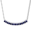Thumbnail Image 1 of Lab-Created Sapphire Curved Bar Necklace Sterling Silver