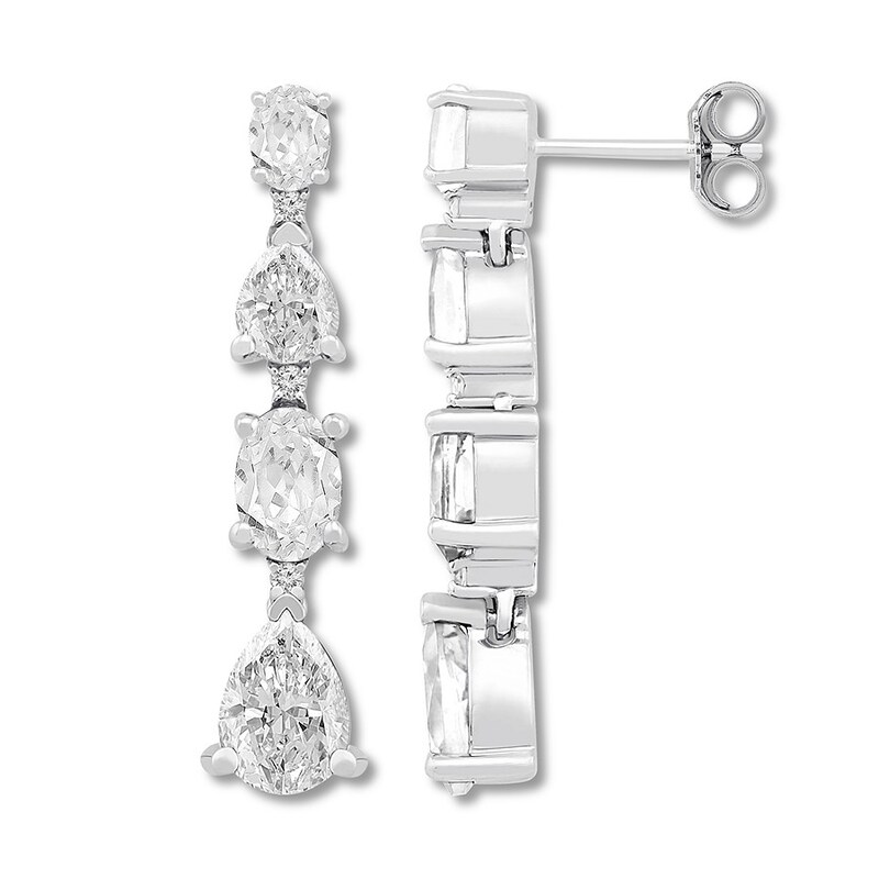 Main Image 1 of Lab-Created White Sapphire Drop Earrings Sterling Silver