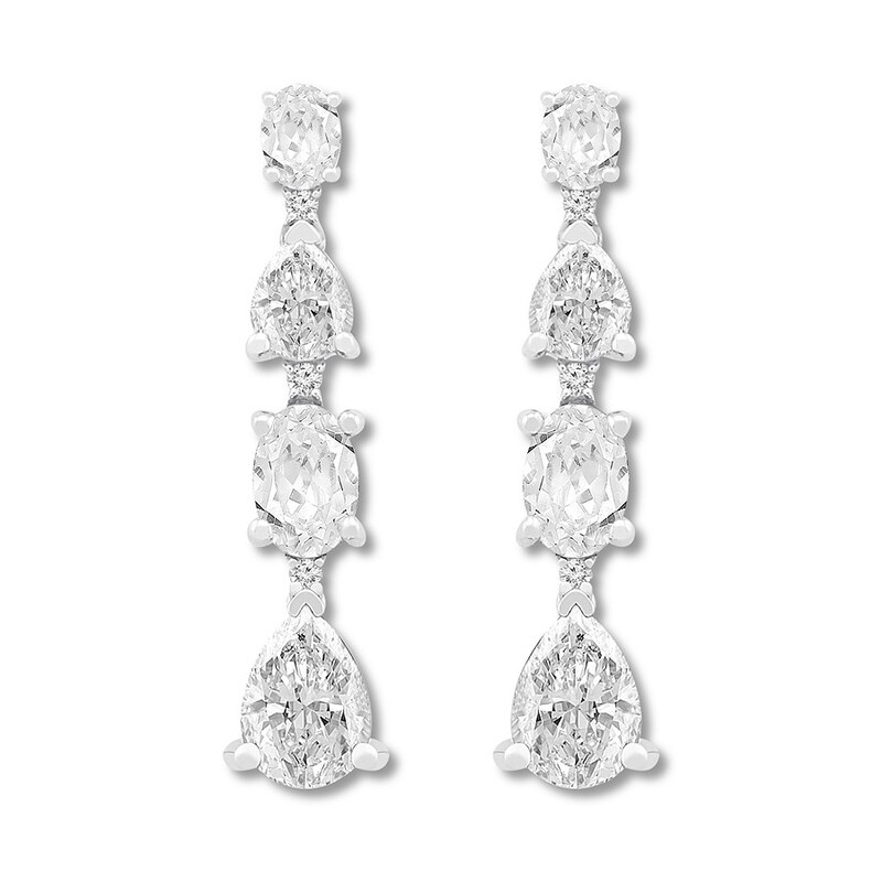 Main Image 2 of Lab-Created White Sapphire Drop Earrings Sterling Silver