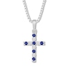 Thumbnail Image 1 of Blue/White Lab-Created Sapphire Cross Necklace Sterling Silver