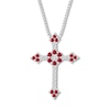 Thumbnail Image 0 of Lab-Created Ruby Cross Necklace Sterling Silver