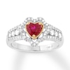 Lab-Created Ruby Heart Ring Sterling Silver/10K Yellow Gold