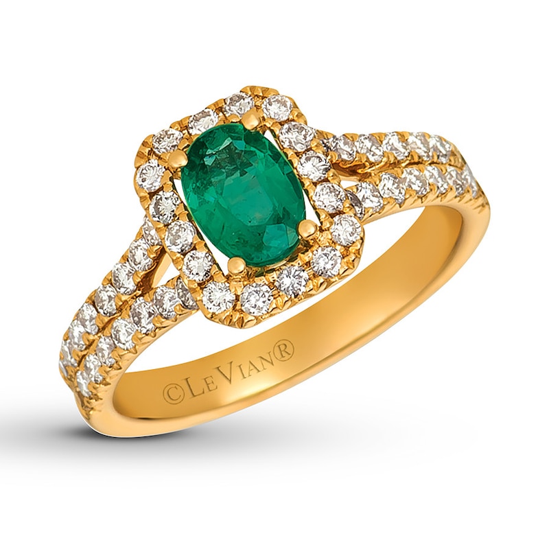 Le Vian Natural Emerald Ring 3/4 ct tw Nude Diamonds 14K Gold