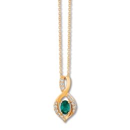 Le Vian Natural Emerald Necklace 1/5 ct tw Diamonds 14K Honey Gold