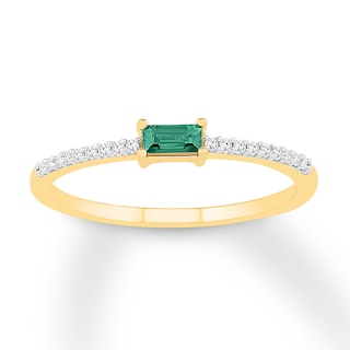 Lab-Created Emerald Ring 1/15 ct tw Diamonds 10K Yellow Gold | Kay