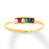 Thumbnail Image 0 of Lab-Created Gemstone Rainbow Ring 10K Yellow Gold