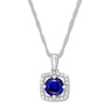 Thumbnail Image 1 of Lab-Created Sapphire Necklace 1/10 cttw Diamonds 10K White Gold
