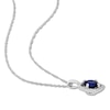 Lab-Created Sapphire Necklace 1/10 cttw Diamonds 10K White Gold