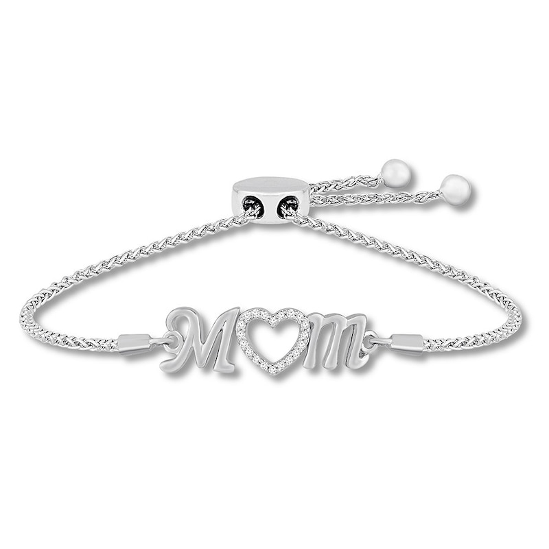 Main Image 1 of Mom Lab-Created White Sapphire Bolo Bracelet Sterling Silver