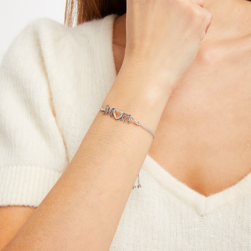 Main Image 2 of Mom Lab-Created White Sapphire Bolo Bracelet Sterling Silver