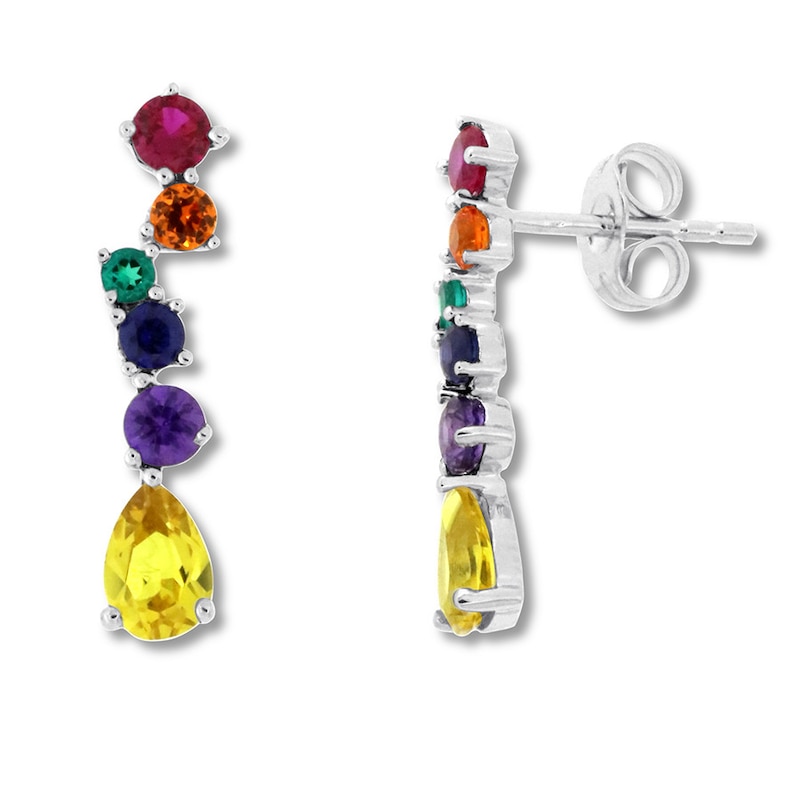 Main Image 1 of Multi-Color Stone Earrings Sterling Silver