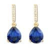 Thumbnail Image 3 of Lab-Created Sapphire & Diamond Earrings 10K Yellow Gold